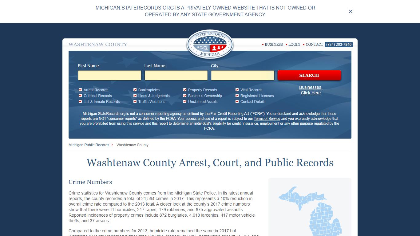 Washtenaw County Arrest, Court, and Public Records